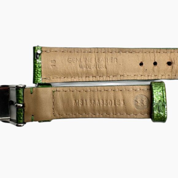 Michele 16mm Emerald Green Patterned High-Gloss Patent Leather Watch Band Strap main image 4